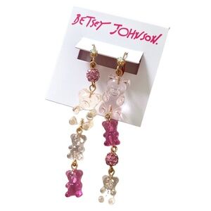 NWT Betsey Johnson drop earrings pink gummy bears fireball